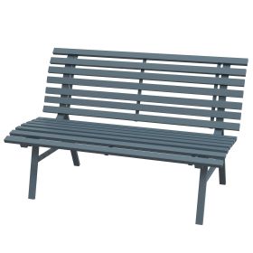 Outsunny Vibrant Seating: Aluminum Bench in Blue with Lightweight Slatted Design for Outdoor Areas|