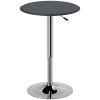 HOMCOM Bistro Bar Table 25", Round, Adjustable Height, Chrome Steel Base, for Home Bar, Kitchen, Dining - Black/Chrome