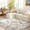 HOMCOM 6x9 Boho Area Rug, Machine Washable Carpet for Living Room, Bedroom, Dining Room, Kitchen, Home Office, Brown