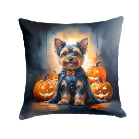 Yorkshire Terrier Yorkie Puppy Halloween Throw Pillow Machine Washable, Indoor Outdoor Decorative Pillow for Couch, Bed or Patio, 18Hx18W