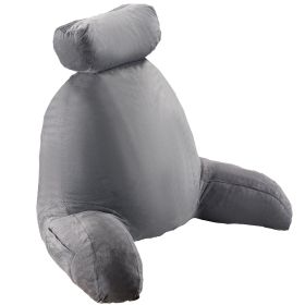 VEVOR Reading Pillow, Large Bed Pillow with Removable Headrest, Back Pillow with 3 Pockets, Shredded Memory Foam and Washable Short Velvet Cloth