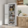 HOMCOM 72" Kitchen Pantry Cabinet Storage with Doors and Shelves Elegant Kitchen Storage, White