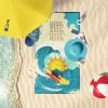 Surfer Dog Black Tan Pomeranian Premium Beach Towel Oversized Towel Beach Blanket, Pool, Beach Essentials, Yoga, Premium Bath Towel, Quick Dry Plush