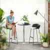 HOMCOM Bistro Bar Table 25", Round, Adjustable Height, Chrome Steel Base, for Home Bar, Kitchen, Dining - Black/Chrome