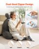 VEVOR Reading Pillow, Large Bed Pillow with Removable Headrest, Back Pillow with 3 Pockets, Shredded Memory Foam and Washable Short Velvet Cloth