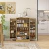 HOMCOM 41" Kitchen Pantry Storage Cabinet, Rattan Kitchen Storage with 12 Door Shelves, 5-Tier Shelving and Adjustable Shelves, Natural