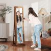 HOMCOM 360Â° Swivel Jewelry Armoire, Lockable Jewelry Cabinet with Full-Length Mirror, Storage Shelves, Rustic Brown