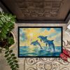 Dolphins in the Bay Doormat Front Door Mat Indoor Outdoor Rugs for Entryway, Non Slip Washable Low Pile, 18H X 27W