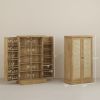 HOMCOM 41" Kitchen Pantry Storage Cabinet, Rattan Kitchen Storage with 12 Door Shelves, 5-Tier Shelving and Adjustable Shelves, Natural