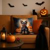 Yorkshire Terrier Yorkie Puppy Halloween Throw Pillow Machine Washable, Indoor Outdoor Decorative Pillow for Couch, Bed or Patio, 18Hx18W