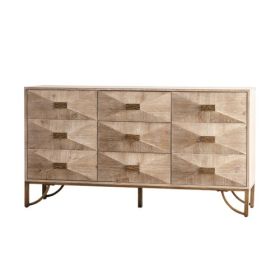 9 Drawers Dresser, Modern Dressers & Chests Of Drawers, TV Stand,Light Wood Dresser For Bedroom,Living Room,Hallway (Option: Natural Wood)
